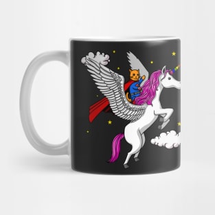 Cat Superhero Riding Pegasus Unicorn Party Mug